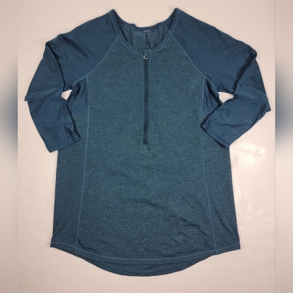 Lululemon Clip It Long Sleeve 1/2 Zip Teal Activewear Top Women's Size 4 - Picture 1 of 8